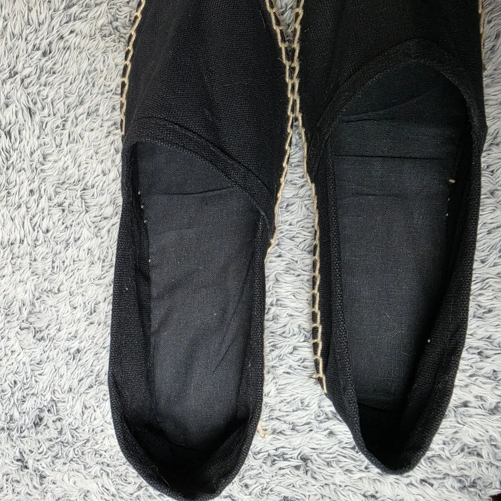Cousu Main Espadrille Shoes Black Flats Women's Size EU 38